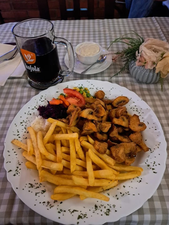 Fotka Vyprážané huby s hranolkami